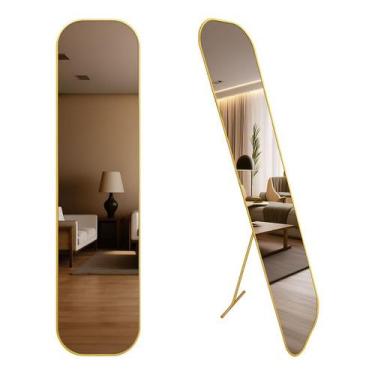 Imagem de Espelho Retangular de Chão 115x36cm Moldura Preta Branca Dourada Cobre