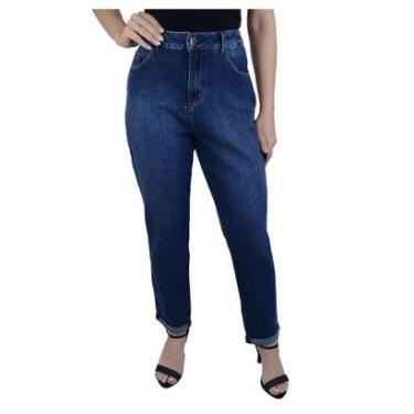 Imagem de Calça Feminina Lado Avesso Jeans Mom Azul - L12502-Feminino