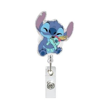Imagem de Porta-Crachá Retrátil Stitch Anime Para Enfermeiros E Estudantes, Clip