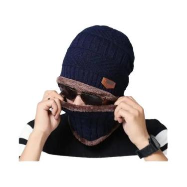 Imagem de Gorro De Inverno Unissex Tricotado Com Cachecol De Lã E Máscara Balacl