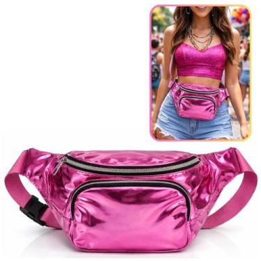 Imagem de Pochete Holográfica Iridescente Carnaval Unissex com Zìper Duplo (1 Un