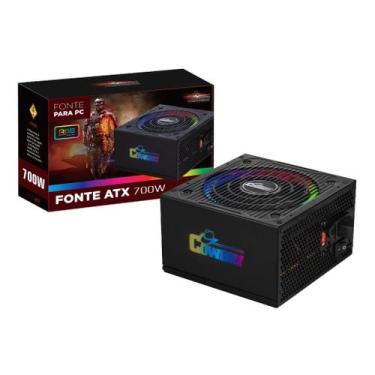 Imagem de Fonte de Alimentação ATX 700W Bivolt Manual com Led RGB - CB-201RGB - 