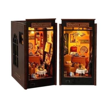 Imagem de Estante De Livros Miniatura De Madeira Para Casa De Bonecas Com Luz, K