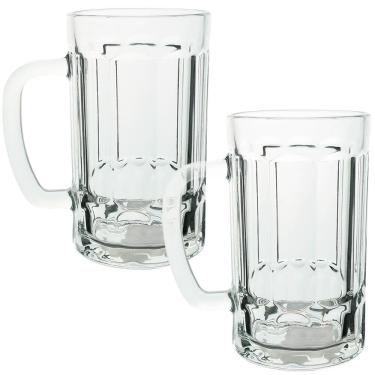 Imagem de Jogo de Canecas de Chopp e Cerveja de Vidro 360ml 2 Peças  - Seu Lar