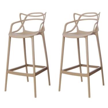 Imagem de Kit 2 Banquetas Allegra Nude Polipropileno Cozinha Bistrô - WAW DESIGN