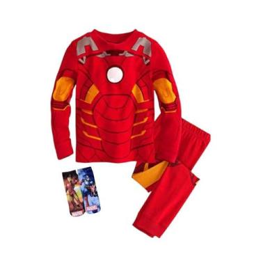 Imagem de Kit festa do Pijama Menino H. ferro Manga Longa com meia cor:VermelhoT