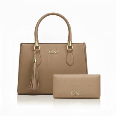 Imagem de Bolsa Feminina Média de Ombro + Carteira Kit Com 2 Peças - CINF, Amênd