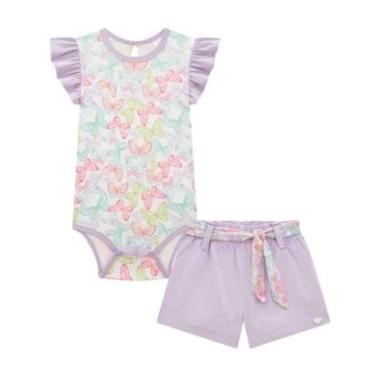 Imagem de Conjunto Bebê de Body em Malha Comfy e Shorts em Sarja Kukiê-Feminino