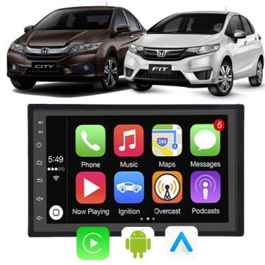 Imagem de Kit Multimidia Honda Fit City 2015 16 17 18 19 20 2021 7" Android Auto