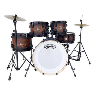 Imagem de Bateria Acústica Rmv Bumbo 22 Modelo Cross, Castanha escura
