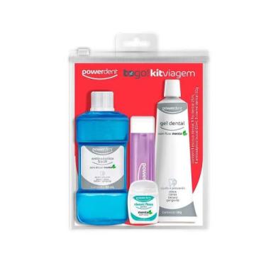 Imagem de Kit Escova Dental Viagem Anti-Cáries Powerdent Escova+Fio25m+Creme50g+