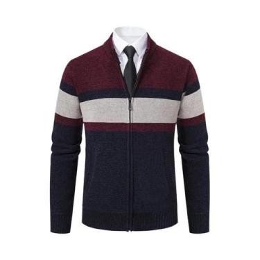 Imagem de Cardigã Masculino De Inverno Em Fleece Grosso, Quente E Casual, Com Go