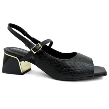 Imagem de Sandália Piccadilly Conforto Salto Bloco 543083 Preto, 35, Preto