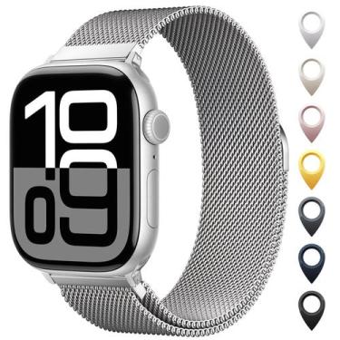 Imagem de Pulseira de relógio OULUOQI em malha de aço inoxidável Apple 38-49mm