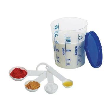 Imagem de Conjunto Medida Certa Copo 400ml C/ Tampa + 4 Colheres de Medida - Inj
