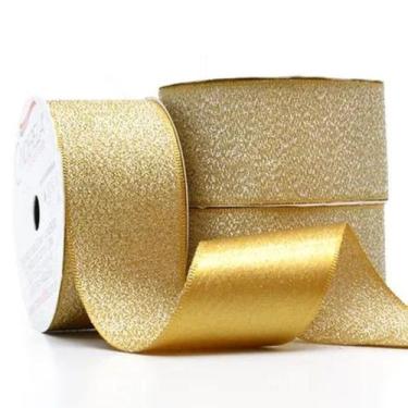 Imagem de Rolo Fita De Cetim Lurex Brilho 38mm 10 Metros N9 para Artesanato Laço