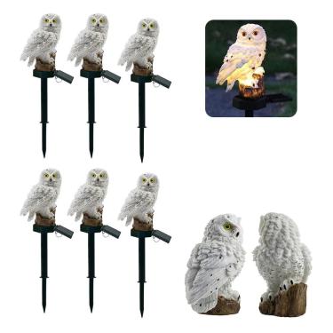 Imagem de Coruja Luminaria Solar Luz Led Kit 6 Uni Decoraçao Quintal Jardim Casa Iluminacao Garagem Enfeite Mulituso
