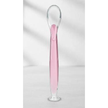 Imagem de Colher Silicone Bebê Com Base Fixa Rosa - Congratulations Store