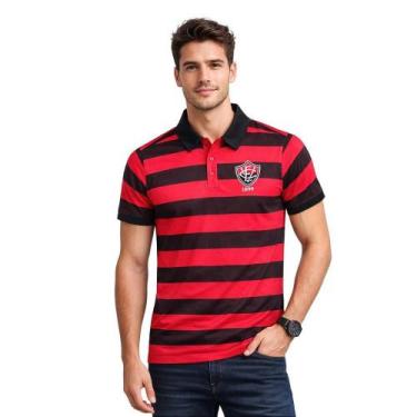 Imagem de Camisa Polo Vitória Listrada Adulto Oficial - Revedor, M