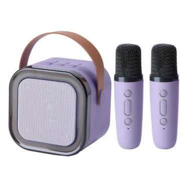 Imagem de Mini Caixa de Som Infantil Karaoke Com Microfone, Bluetooth e Led RGB 