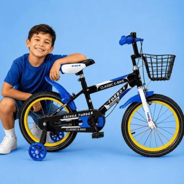 Imagem de Bicicleta Infantil Menino 5 a 8 Anos Aro 16 LED Freio VBrake Cestinho 