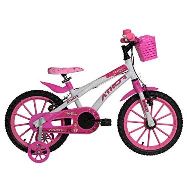 Imagem de Bicicleta Infantil Aro 16 Athor Baby Lux Princess Feminina Branco Rosa