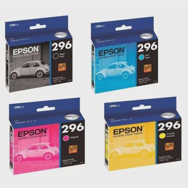 Imagem de Kit 4 Cartuchos Epson 296 Original cmyk para impressora Expression XP441