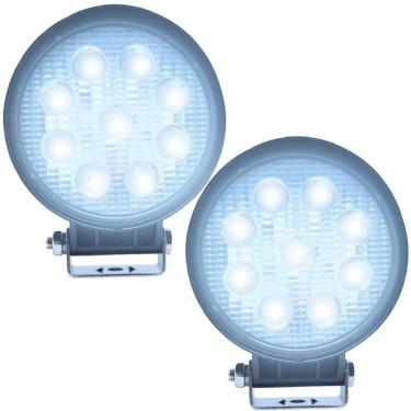 Imagem de Par Farol de Milha Led Universal 12V 24V 27W 9 Leds Cinoy YN-FA001 6000K Redondo 11 Cm