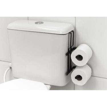 Imagem de Suporte Porta Papel Higiênico Duplo P/ Caixa Acoplada Preto
