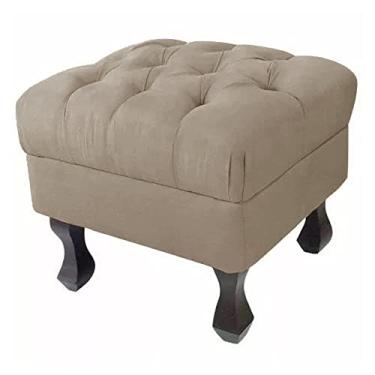 Imagem de Puff Retrô Fixo Luis Xv Capitonê Suede Capuccino - DS Estofados