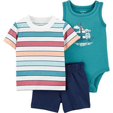 Imagem de Trio Carter's Camiseta, Body Regata e Shorts Barco a Vela Bebê Menino (24M)