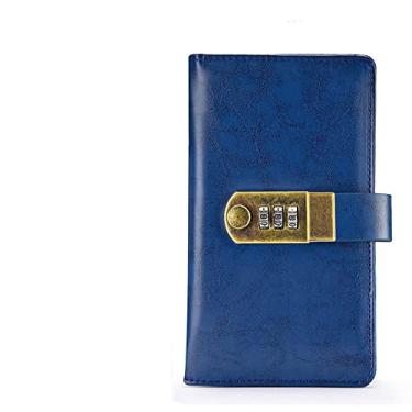 Imagem de Caderno de viagem A5 B5 A6 com cadeado de combinação Senha Agenda Diário Bloco de notas Papelaria de negócios Preto Vermelho Marrom Azul,A6 azul