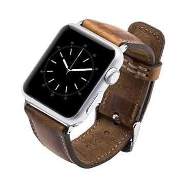 Imagem de Venito Pulseira de couro Toscana compatível com Apple Watch 38 mm 40 mm - Pulseira de relógio projetada para iWatch séries 1 2 3 4 5 6 (marrom antigo com conector e fecho prateado)