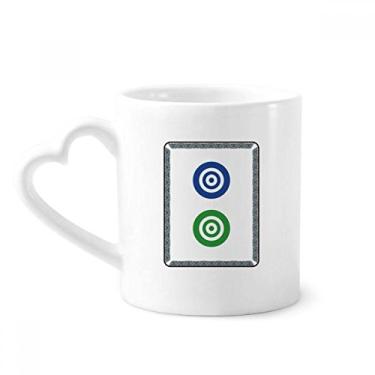 Imagem de Mahjong Circle Dots 2 Tile Pattern Mug Coffee Ceramic Drinkware Glass Heart Cup