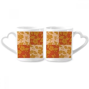 Imagem de Conjunto de canecas de porcelana para casais, flores amarelas japonesas, coração
