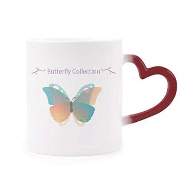 Imagem de Caneca de cerâmica sensível ao calor da coleção Baby Pink &Blue Butterfly Vermelha que muda de cor