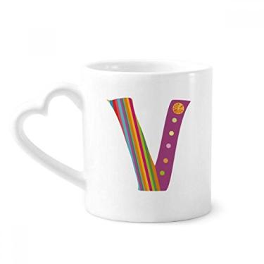 Imagem de V Alfabeto Laranja Frutas Padrão Bonito Caneca Café Cerâmica Copos Copo Coração Vidro