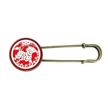 Imagem de Cavalo de corte de papel animal China arte do zodíaco retrô broche de metal clipe jóias