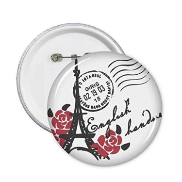 Imagem de Torre Eiffel Roses França Paris Estilo Carimbo Broche Emblema Decoração Acessório 5 peças