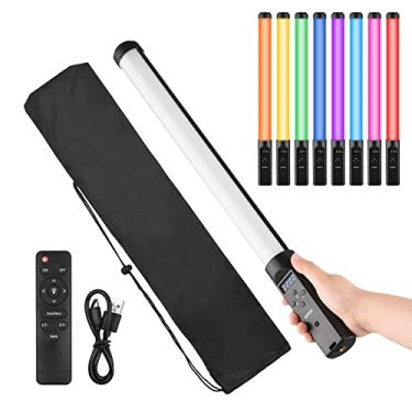 Imagem de Henniu Luz De Tubo Rgb Portátil Bastão De Luz De Vídeo Led 3200K-5500K Regulável 9 Efeitos Bateria Embutida Com Controle Remoto Para Vlog Live Streaming Fotografia De Retrato Do Produto, Preto