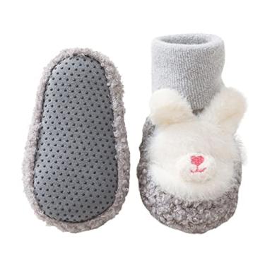 Imagem de Sapatos infantis de inverno para meninos e meninas, sapatos de bebê, sola macia, decoração de animais, botas de neve, Cinza, 12-18 meses