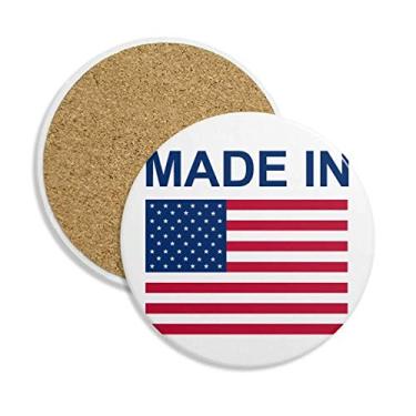 Imagem de Porta-copos de cerâmica Made In United States Country Love porta-copos com pedra absorvente para bebidas, presente de 2 peças