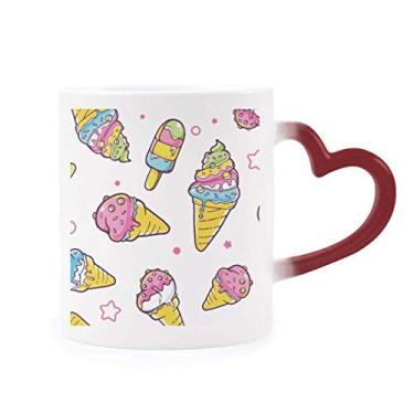 Imagem de Caneca Star Pink Sugar Picolé sorvete sensível ao calor Caneca vermelha muda de cor