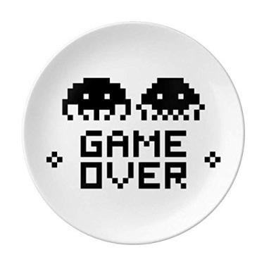 Imagem de Prato decorativo de porcelana Salver da Game Over Little Monster Pixel