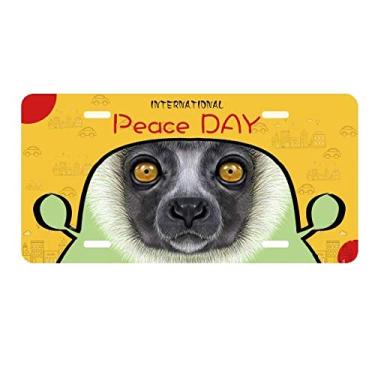 Imagem de DIYthinker Placa de carro branca fofa Sifaka macaco animal placa de carro decoração dia da paz