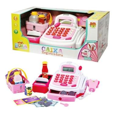 Imagem de Caixa Registradora Rosa Mercadinho Com Som E Luz Dm Toys