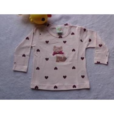 Imagem de Blusa Camiseta Bebê Menina Cotton Rosa Gatinho Strass Have Fun