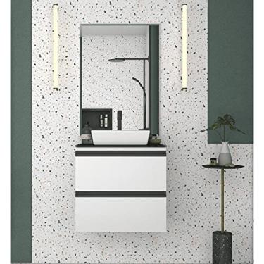 Imagem de Gabinete para Banheiro em Aço Gaia com Tampo de Vidro Cozimax Branco