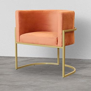 Imagem de Poltrona Decorativa Estofada Base de Ferro Sala Luana Veludo Terracota - LM DECOR