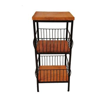 Imagem de Fruteira de Ferro e Madeira para Cozinha 2 Andares Artesanal